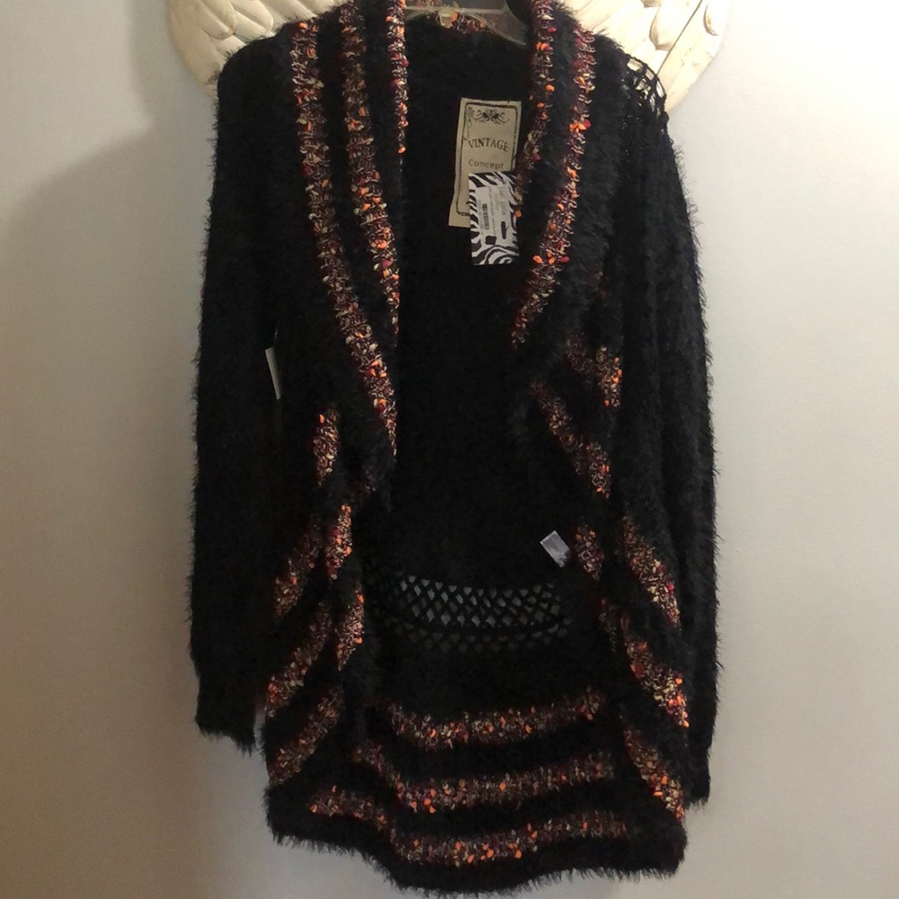 Vintage Concept Black furry sweater size medium